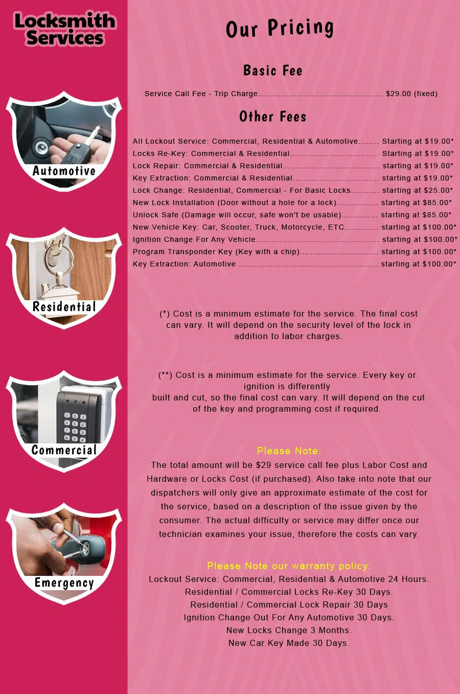 Bradley Beach NJ Locksmith Store Bradley Beach, NJ 732-508-0079 - price-list-c-18